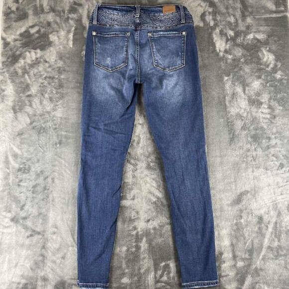 Judy Blue Jeans Womens 5/27 Moto Skinny Fit Distressed Mid  Rise USA - Picture 2 of 11